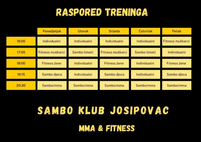 Novi raspored treninga – rujan 2025